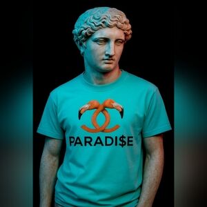 Pistols In Paradise  Aqua Beach Bullies Flamingo T shirt underground streetwear